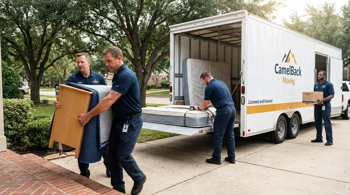 Crew loading residential truck for cross-state move from Hugoton, KS