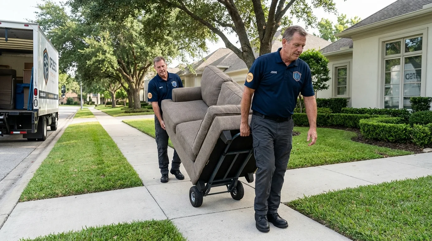 Local residential moving crew loading furniture in Hugoton, KS