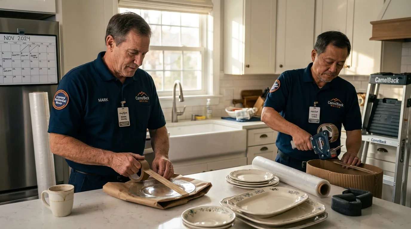 Professional crew packing kitchen dishware in Hugoton, KS